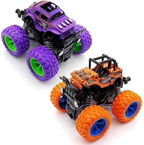 Monster Truck Toys for Kids Friction Powered Monster Truck Car Toy for Baby Push & Go Toys 4wd Monster Truck Combo Set for Boys & Girls red & Green (Pack of 2 Piece Random Color),car