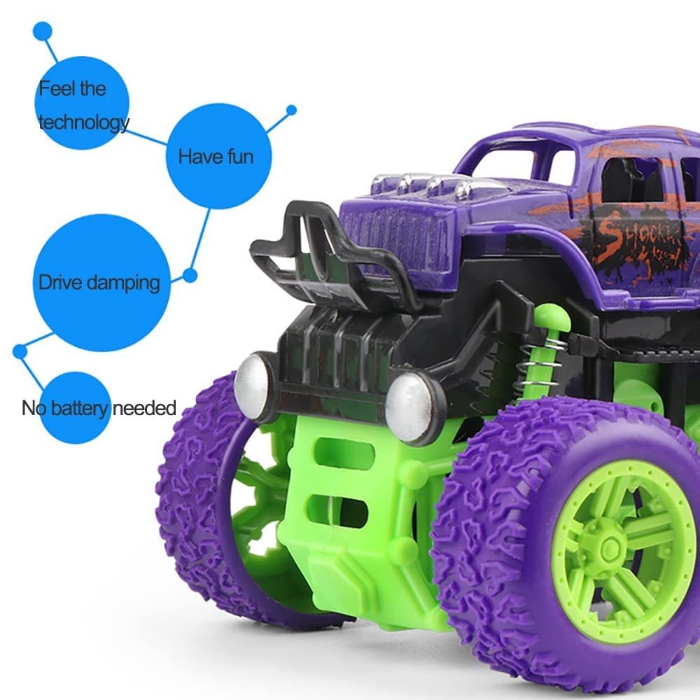 Monster Truck Toys for Kids Friction Powered Monster Truck Car Toy for Baby Push & Go Toys 4wd Monster Truck Combo Set for Boys & Girls red & Green (Pack of 2 Piece Random Color),car - Image 5